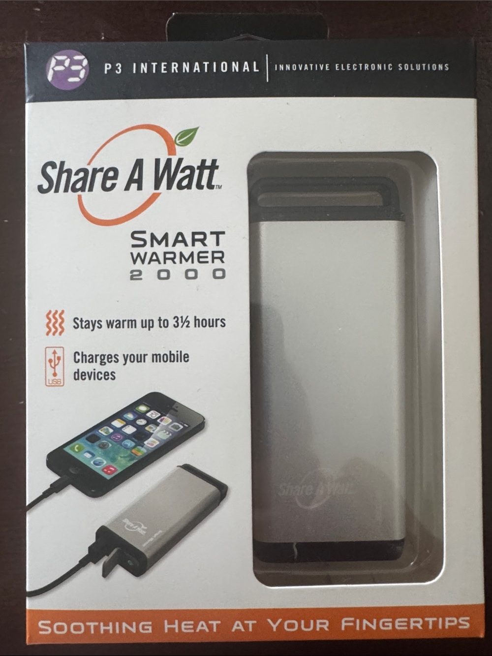 Share A Watt Smart Warmer 2000 NIB  Portable Hand Warmer & Charger - Silver